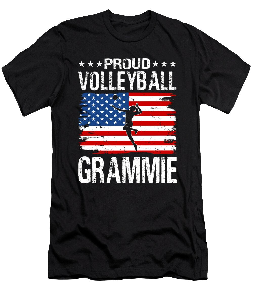 Proud Volleyball Grammie American Flag Dhbubble T-Shirt