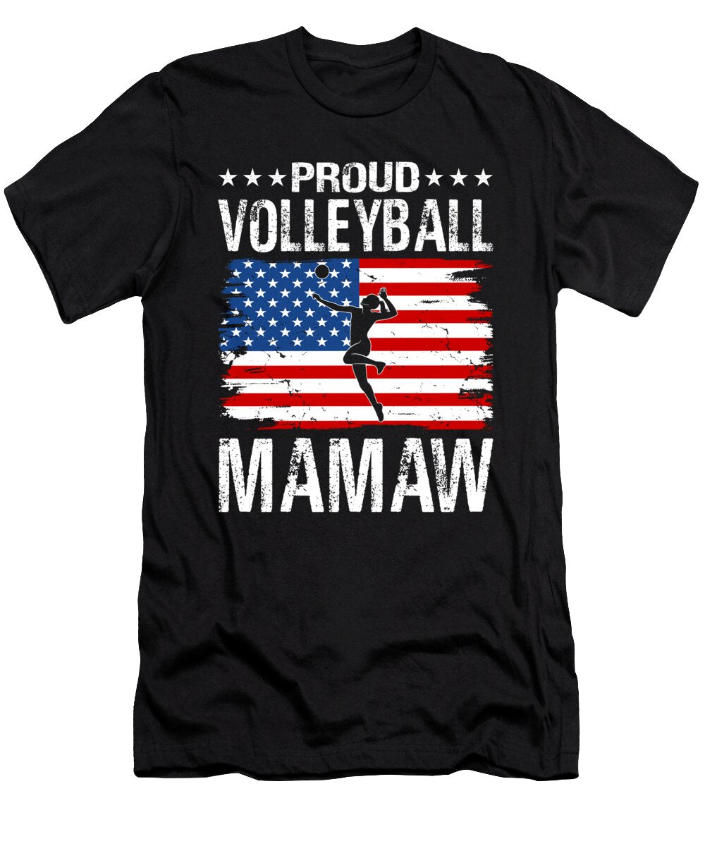 Proud Volleyball Mamaw American Flag Dhbubble T-Shirt