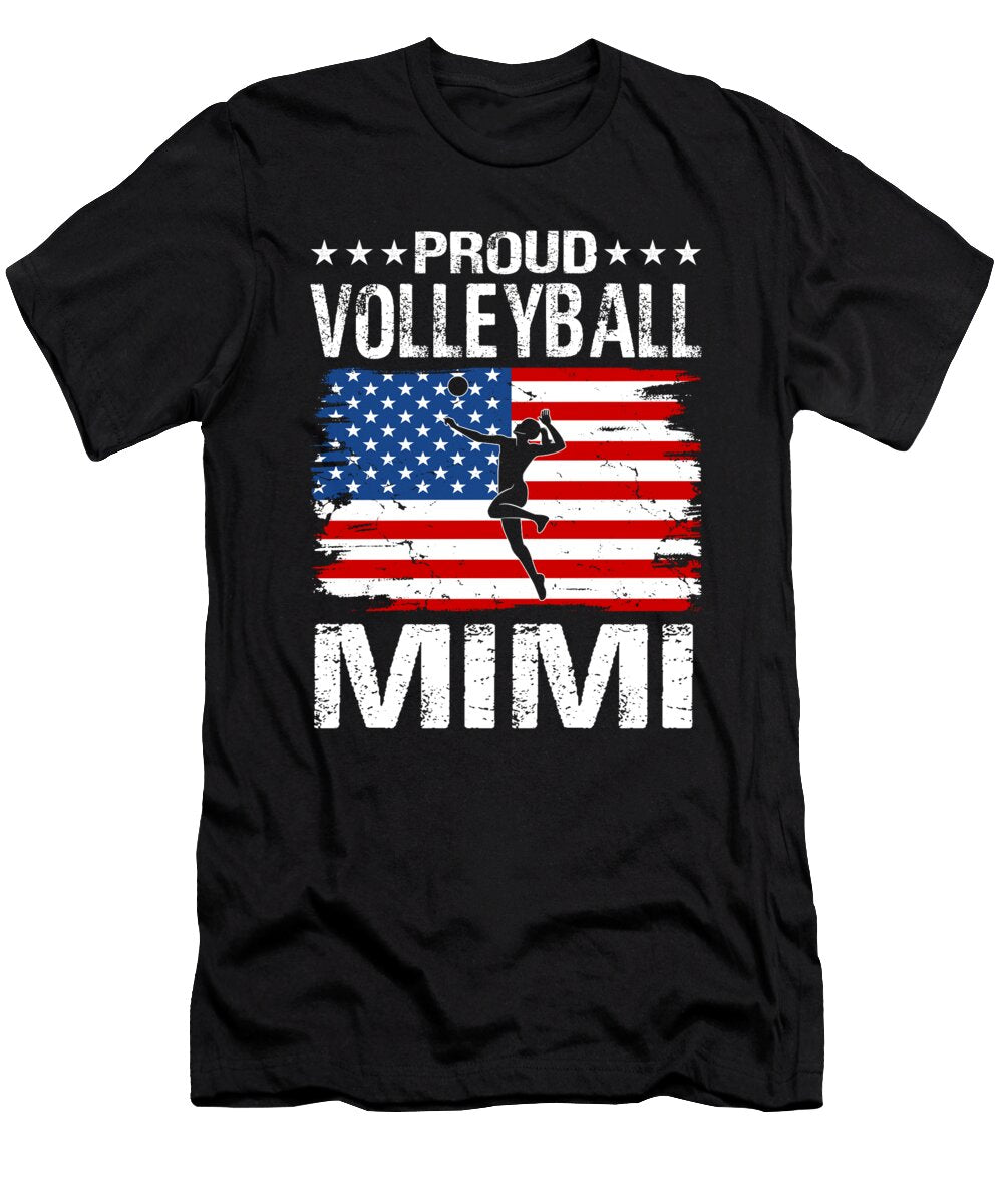 Proud Volleyball Mimi American Flag Dhbubble T-Shirt