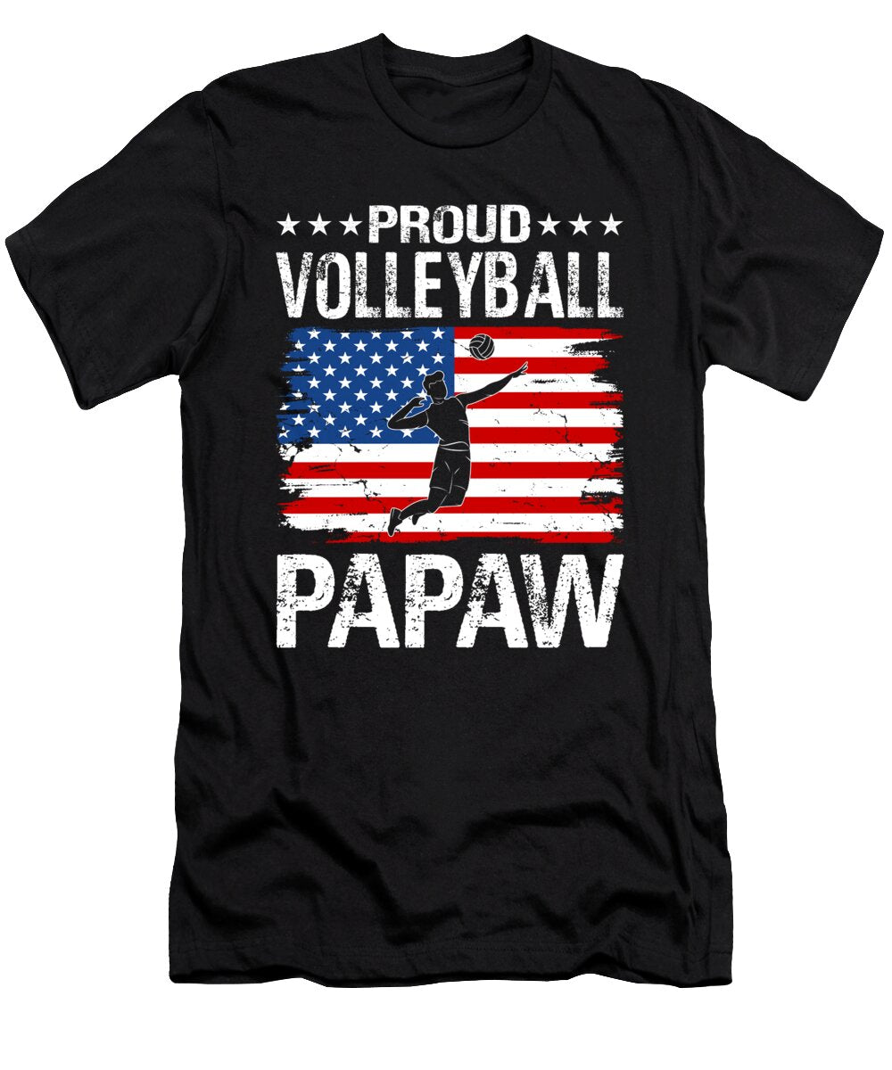 Proud Volleyball Papaw American Flag Dhbubble T-Shirt