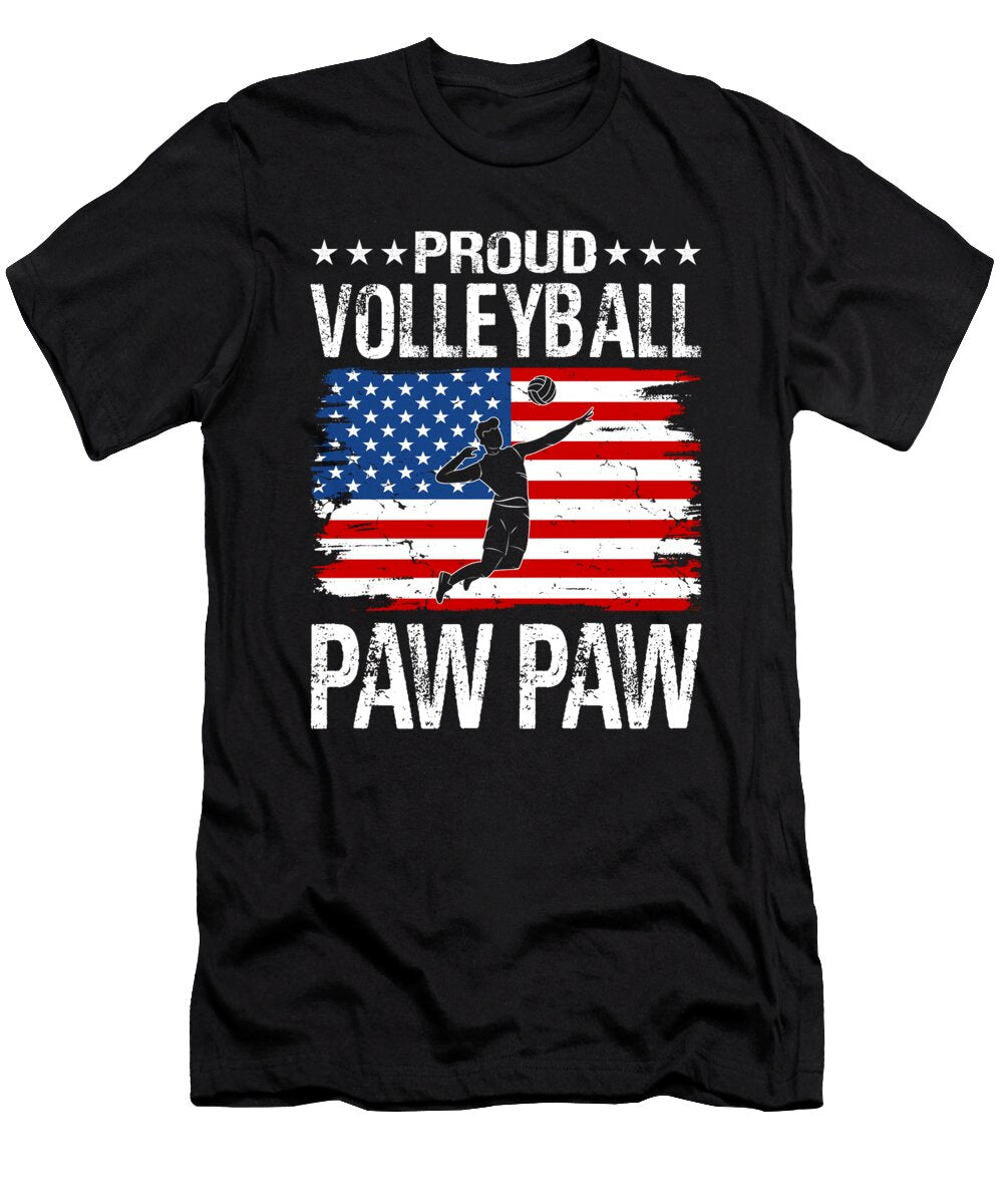 Proud Volleyball Paw Paw American Flag Dhbubble T-Shirt