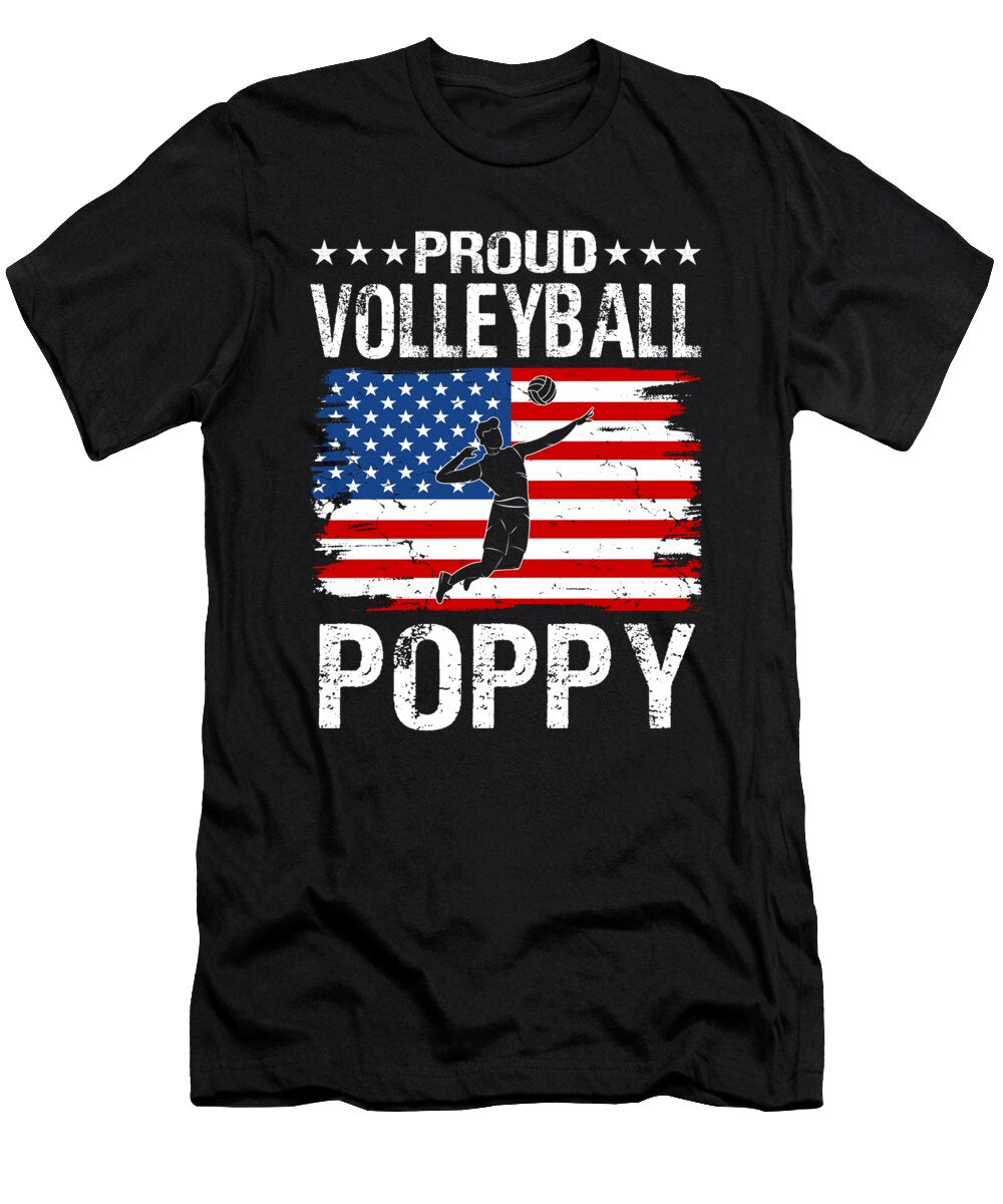 Proud Volleyball Poppy American Flag Dhbubble T-Shirt