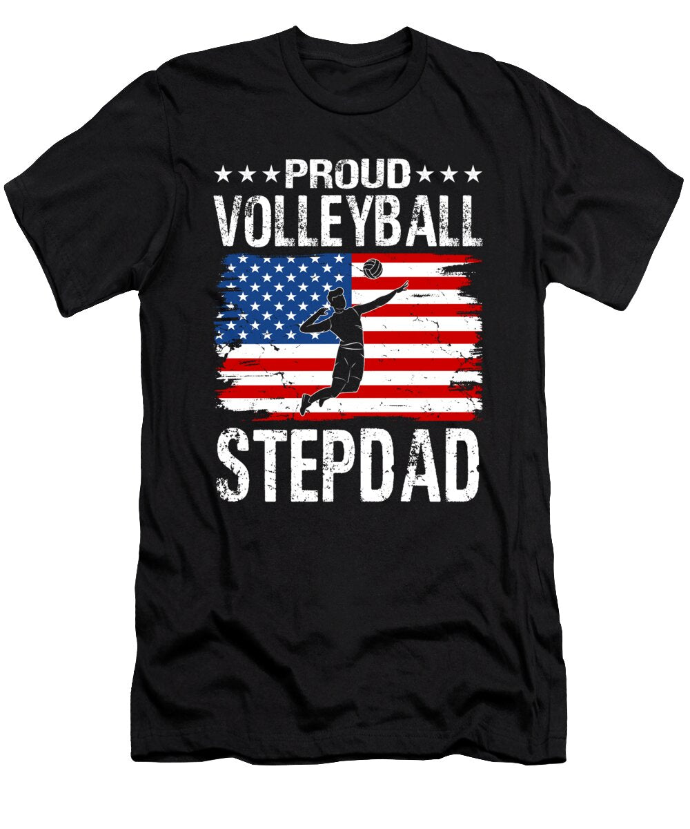 Proud Volleyball Stepdad American Flag Dhbubble T-Shirt