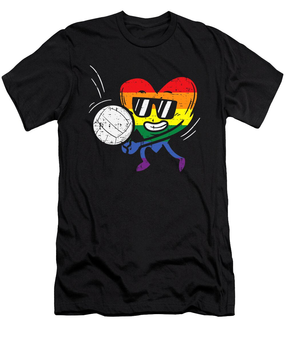 Rainbow Flag Heart Volleyball Lgbt Pride Month Gay Ally Dhbubble T-Shirt