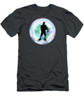Soccer Player Posing with Ball Soccer Background Elaine Plesser T-Shirt