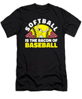 Softball Bacon Pitcher Batter Catcher Softball Crazy Squirrel T-Shirt
