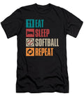 Softball Retro Batter Pitcher Eat Sleep Softball Repeat Crazy Squirrel T-Shirt