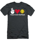 Softballfor Girls Nager Pitcher Sports Peace Love Jarrett Carol T-Shirt