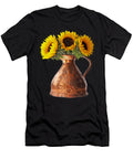Sunflowers in Copper Pitcher on Black Gill Billington T-Shirt