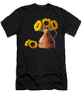 Sunflowers in Copper Pitcher on White Square Gill Billington T-Shirt