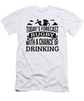 Todays Forecast Rugby with a Chance of Drinking Funny Gift Idea Adult Fun Saying Holiday Orange Pieces T-Shirt