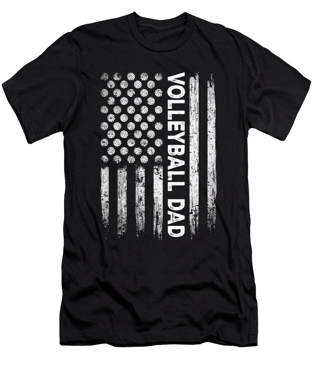 Vintage Volleyball Dad USA Flag Retro Fathers Day Daddy Papa Dhbubble T-Shirt