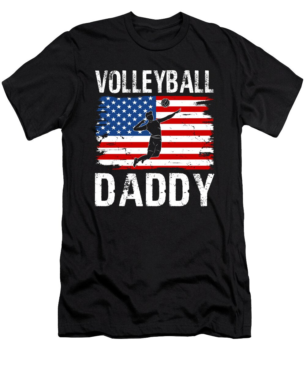 Volleyball Daddy American Flag Dhbubble T-Shirt