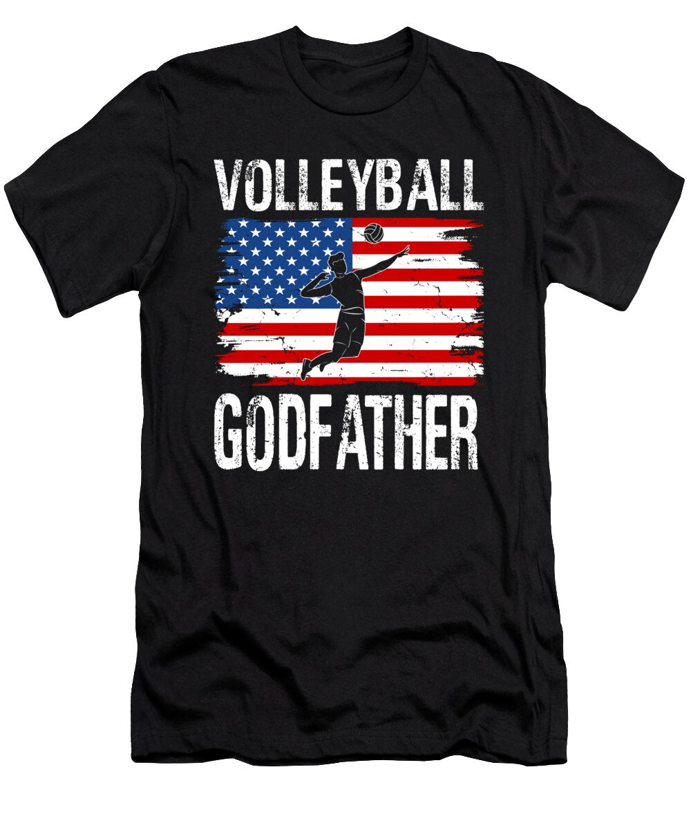 Volleyball Godfather American Flag Dhbubble T-Shirt
