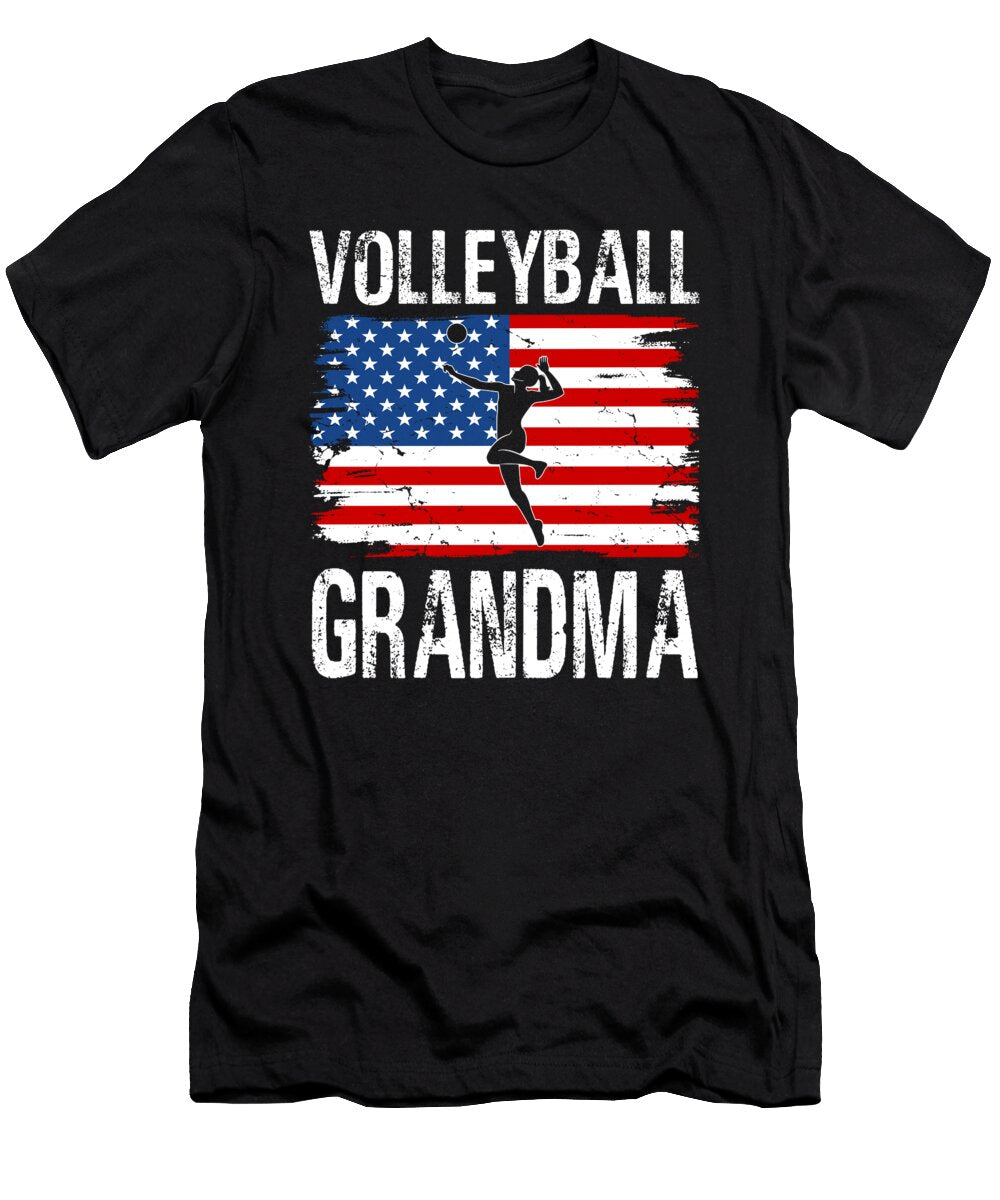 Volleyball Grandma American Flag Dhbubble T-Shirt