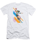 Volleyball Spiker Outside Hitter Action on Striking Geometric Pattern Dream Stuff T-Shirt
